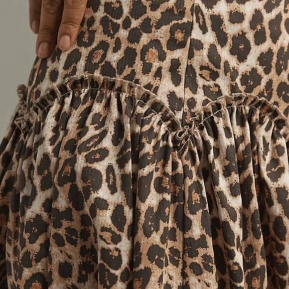 NWT! MARE MARE x Anthropologie Basque Waist Leopard Skirt Size Medium - Picture 2 of 10